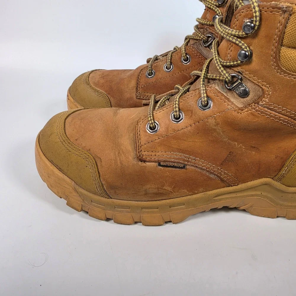 Carhartt Waterproof Work Boots Men's 12 Brown Leather Soft Toe Lace Up Workwear